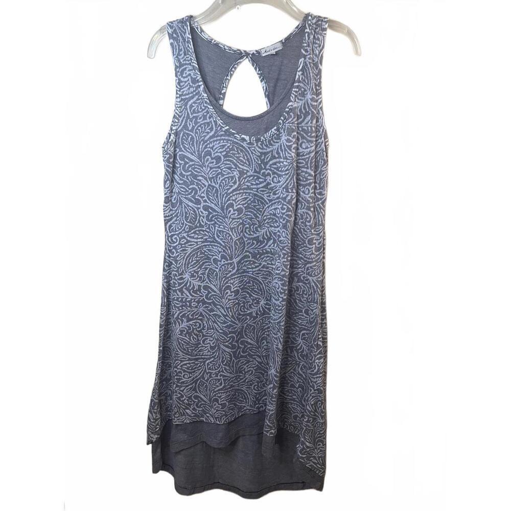 Mod-o-doc Gray Sleeveless Patterned Asymmetric Dress Cotton Blend Size Small